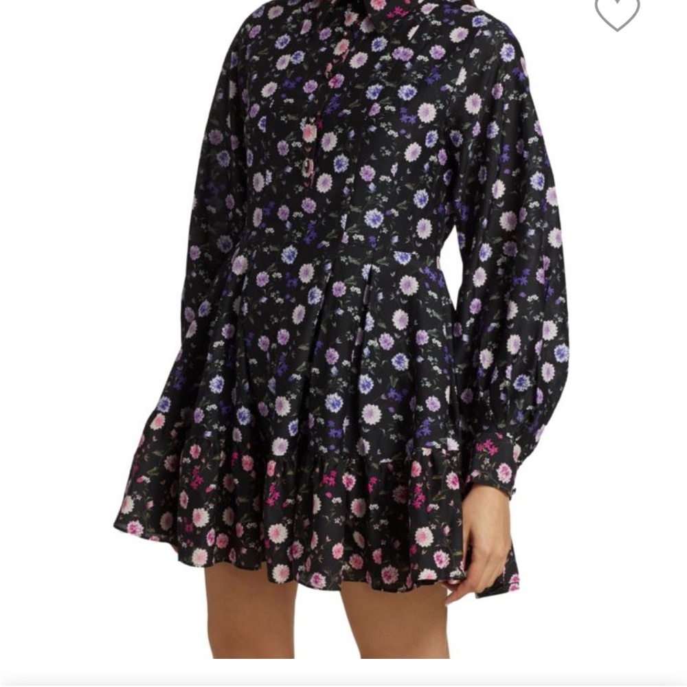 The Kooples Black Floral Long Sleeve Dress size 1